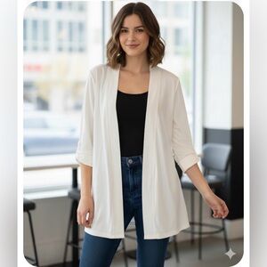 Kim Rogers Ivory Open Front Cardigan